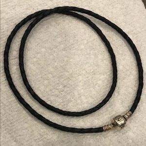 Pandora black leather double wrap bracelet